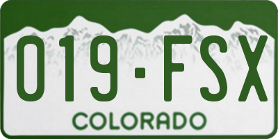 CO license plate 019FSX