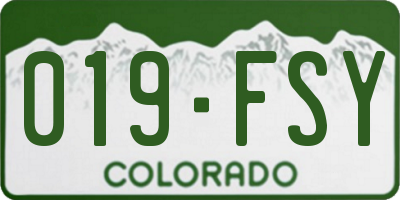 CO license plate 019FSY