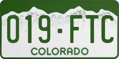 CO license plate 019FTC