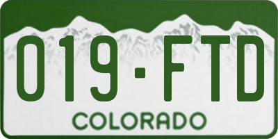 CO license plate 019FTD