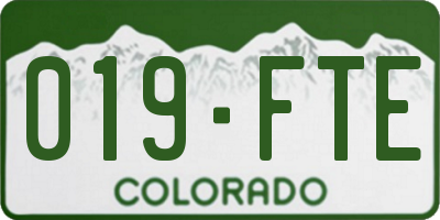 CO license plate 019FTE