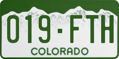 CO license plate 019FTH