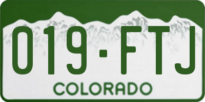 CO license plate 019FTJ