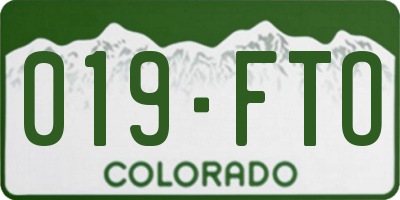 CO license plate 019FTO