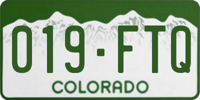 CO license plate 019FTQ