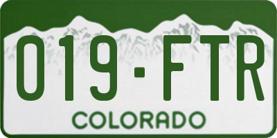 CO license plate 019FTR