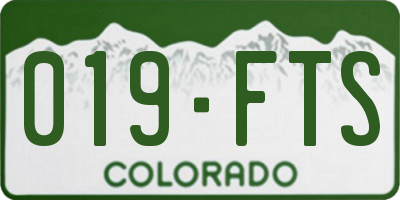 CO license plate 019FTS