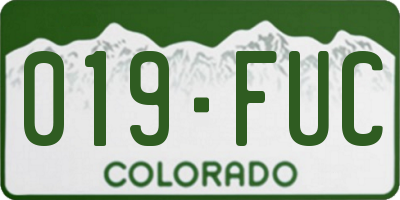 CO license plate 019FUC