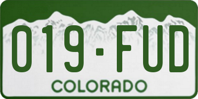 CO license plate 019FUD
