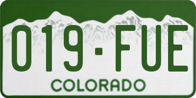 CO license plate 019FUE