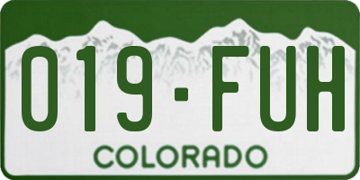 CO license plate 019FUH