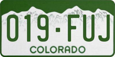 CO license plate 019FUJ