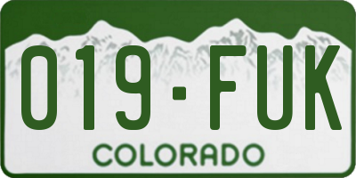 CO license plate 019FUK