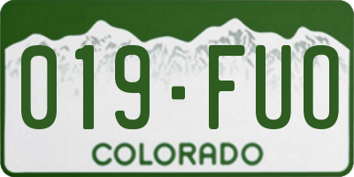 CO license plate 019FUO