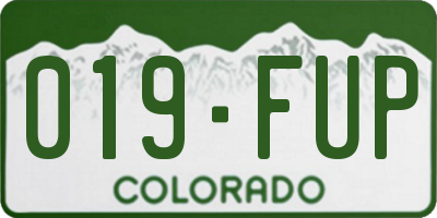 CO license plate 019FUP