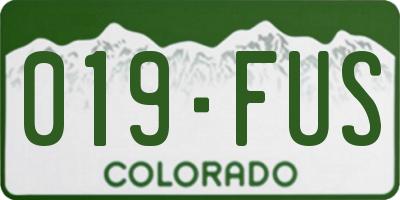 CO license plate 019FUS
