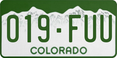 CO license plate 019FUU