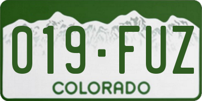 CO license plate 019FUZ