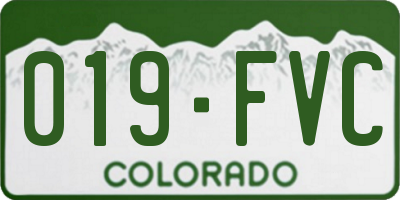 CO license plate 019FVC