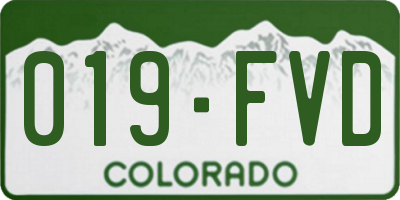CO license plate 019FVD