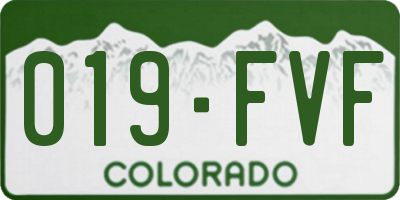 CO license plate 019FVF