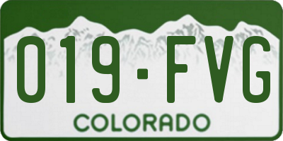 CO license plate 019FVG