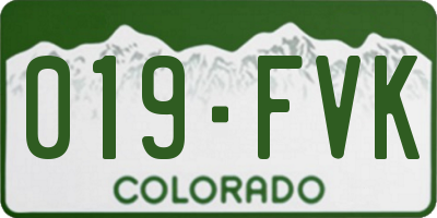 CO license plate 019FVK