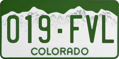 CO license plate 019FVL