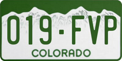 CO license plate 019FVP