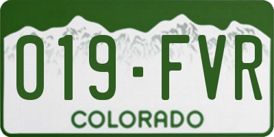CO license plate 019FVR
