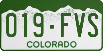 CO license plate 019FVS