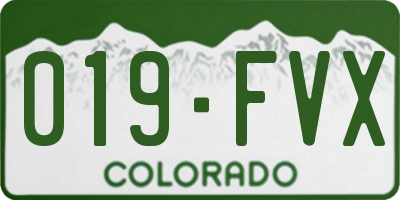 CO license plate 019FVX