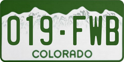 CO license plate 019FWB