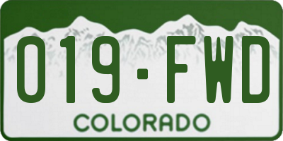 CO license plate 019FWD