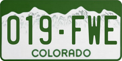 CO license plate 019FWE