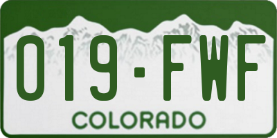 CO license plate 019FWF