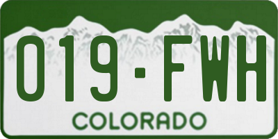 CO license plate 019FWH