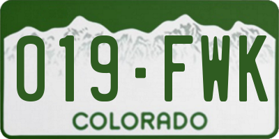 CO license plate 019FWK