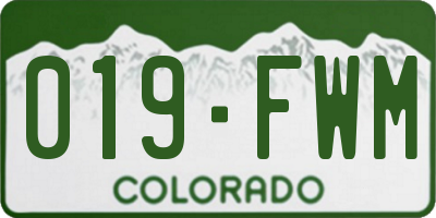 CO license plate 019FWM