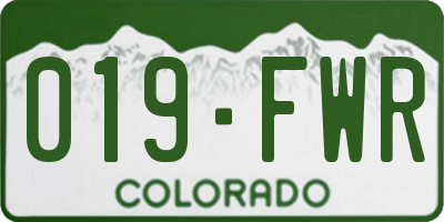 CO license plate 019FWR