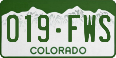 CO license plate 019FWS