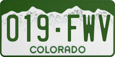 CO license plate 019FWV