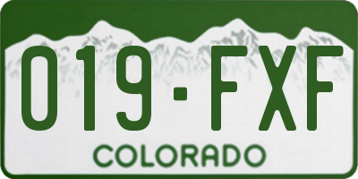 CO license plate 019FXF