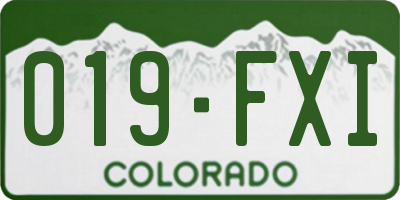 CO license plate 019FXI