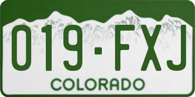 CO license plate 019FXJ