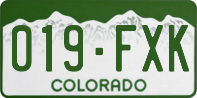 CO license plate 019FXK