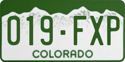 CO license plate 019FXP