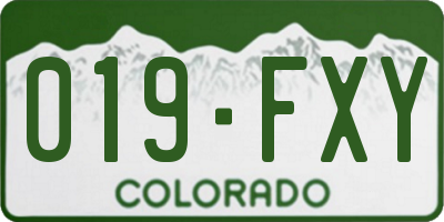 CO license plate 019FXY