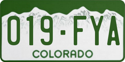 CO license plate 019FYA