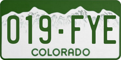 CO license plate 019FYE